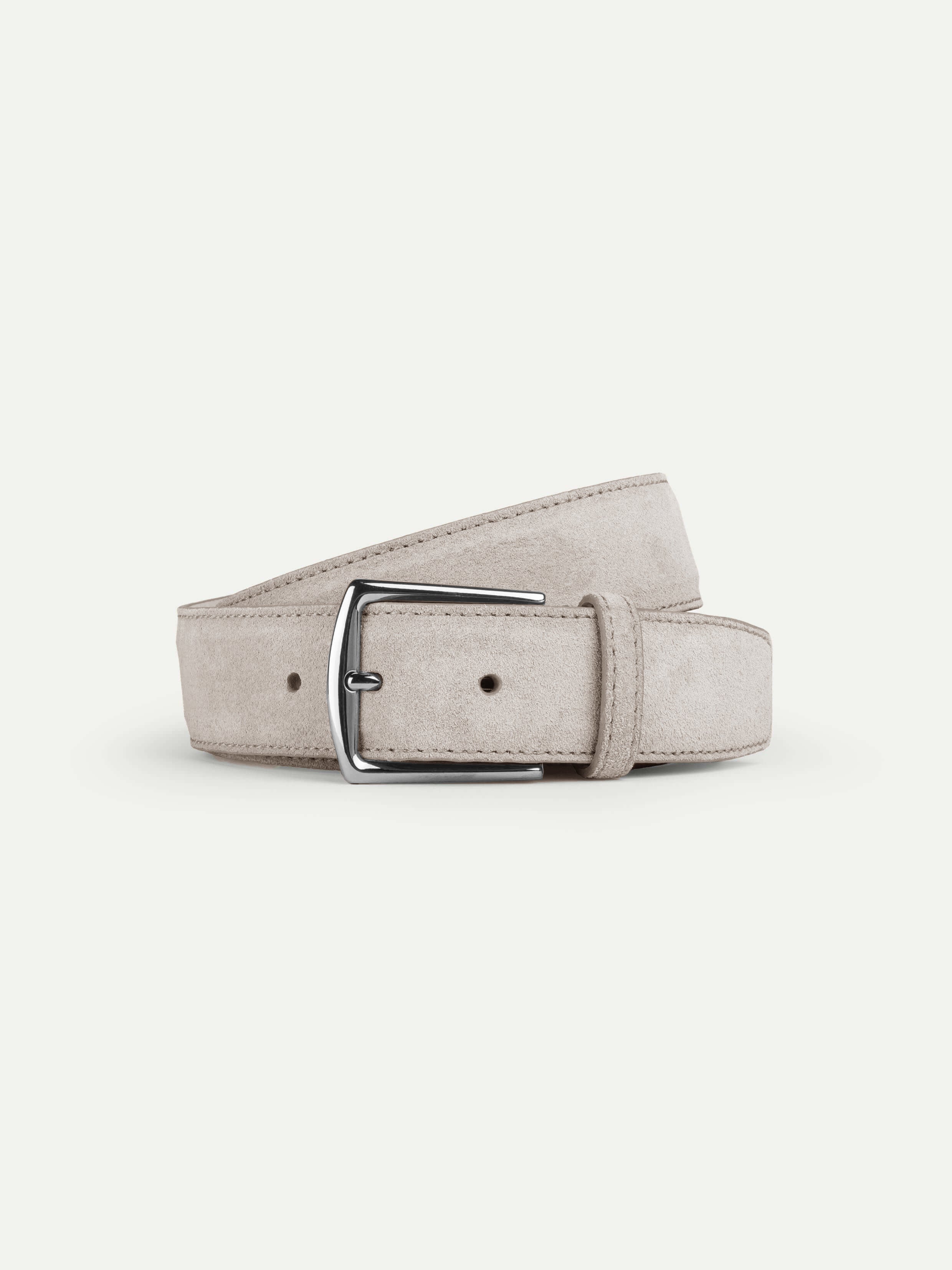 Merlin Suede Leather Belt - Light Grey