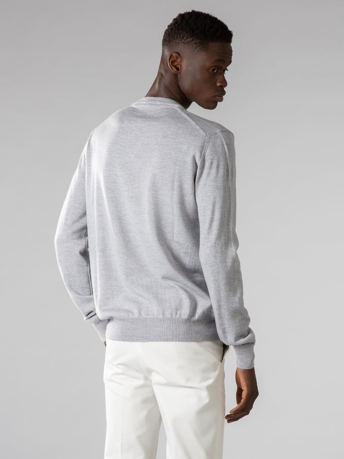 Thane V-Neck Sweater - Light Grey